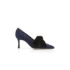 SERBA Navy Blue Suede and Velvet Bow Detail Pumps