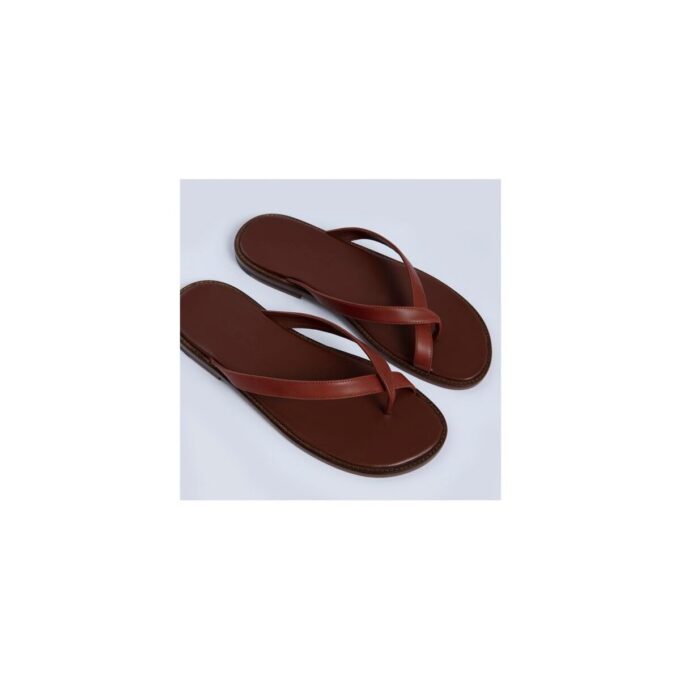 SIRACUSA Mid Brown Calf Leather Flat Sandals