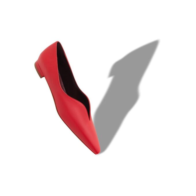 SOKO Red Nappa Leather Flat Pumps