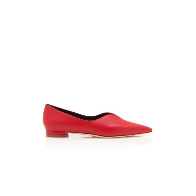 SOKO Red Nappa Leather Flat Pumps