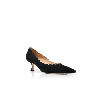 SRILASCA Black Suede Scalloped Pumps