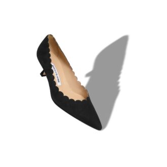SRILASCA Black Suede Scalloped Pumps