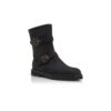 SULALTROSA Black Nubuck Dual Buckle Ankle Boots