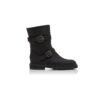 SULALTROSA Black Nubuck Dual Buckle Ankle Boots