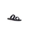 SUSA Black Nappa Leather Crossover Flat Sandals