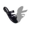 SUSA Black Nappa Leather Crossover Flat Sandals