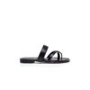 SUSA Black Nappa Leather Crossover Flat Sandals