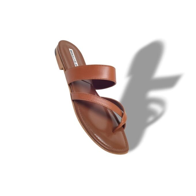 SUSA Brown Nappa Leather Crossover Flat Sandals
