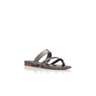 SUSA Graphite Nappa Leather Flat Sandals