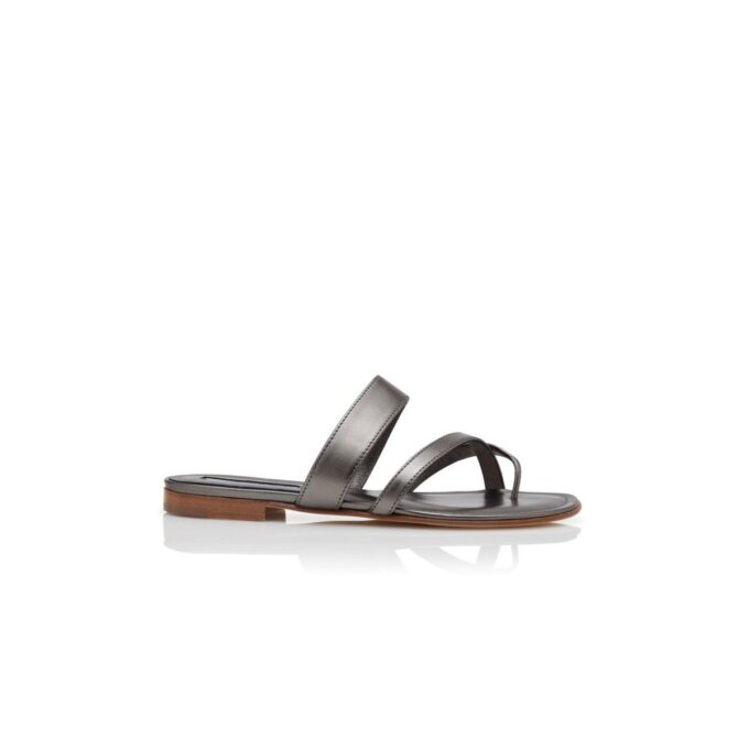 SUSA Graphite Nappa Leather Flat Sandals