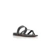 SUSACRU Black Calf Leather Crossover Flat Sandals
