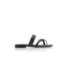 SUSACRU Black Calf Leather Crossover Flat Sandals