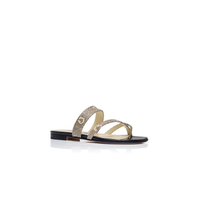 SUSAPERF Lizard Print Calf Leather Flat Sandals