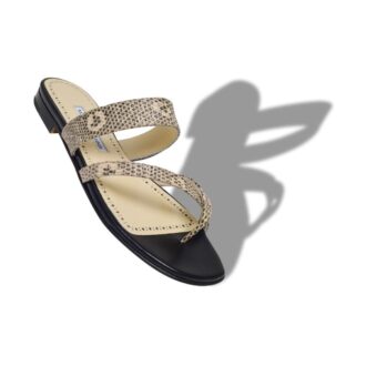 SUSAPERF Lizard Print Calf Leather Flat Sandals