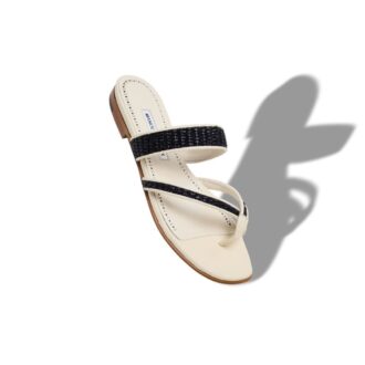 SUSARA Cream Raffia Flat Sandals