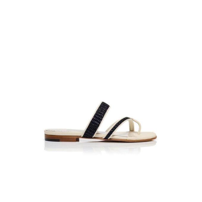 SUSARA Cream Raffia Flat Sandals