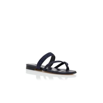 SUSARA Navy Blue Raffia Flat Sandals