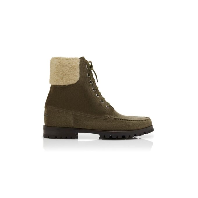 SYCAMORE Dark Green Suede Ankle Boots