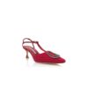 TAKAL Red Grosgrain Jewel Embellished T-Bar Pumps