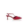 TAKAL Red Grosgrain Jewel Embellished T-Bar Pumps