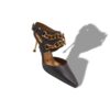 TANABE Dark Brown Calf Leather Ankle Strap Pumps