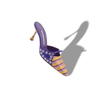 TAPID Purple and Orange Cotton Striped Mules