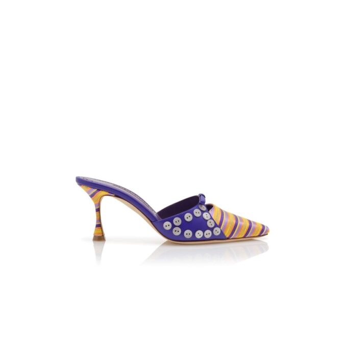 TAPID Purple and Orange Cotton Striped Mules