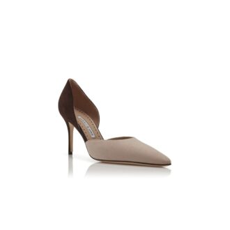 TAYLERBINU Light Beige and Brown Suede D’Orsay Pumps