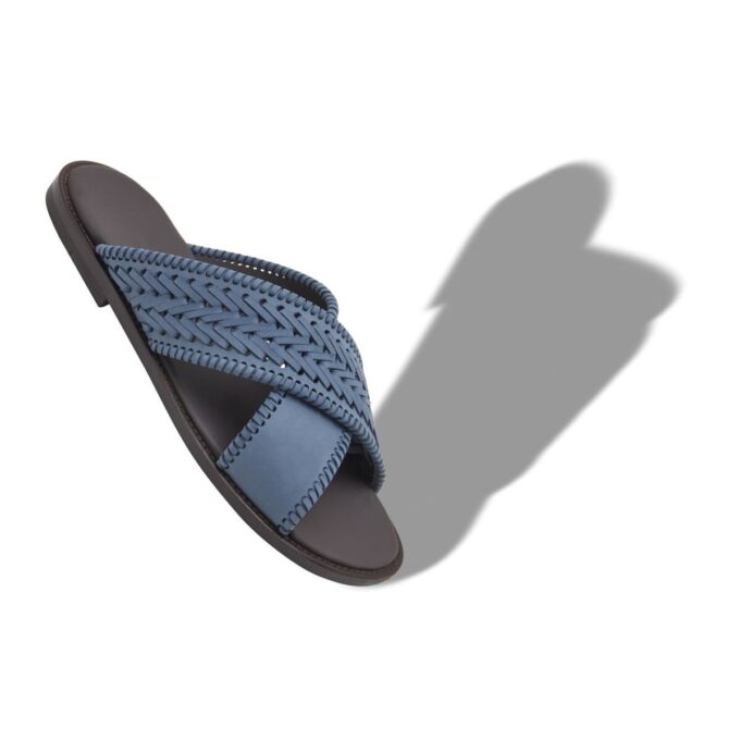 TEX Light Blue Nubuck Woven Sandals