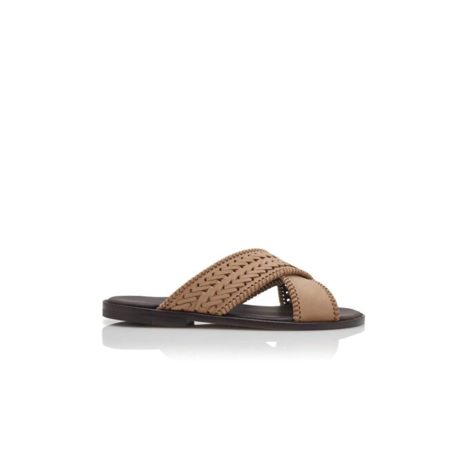 TEX Light Brown Nubuck Woven Sandals