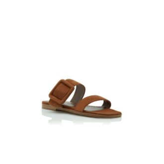 TITUBAFLAT Brown Suede Flat Sliders