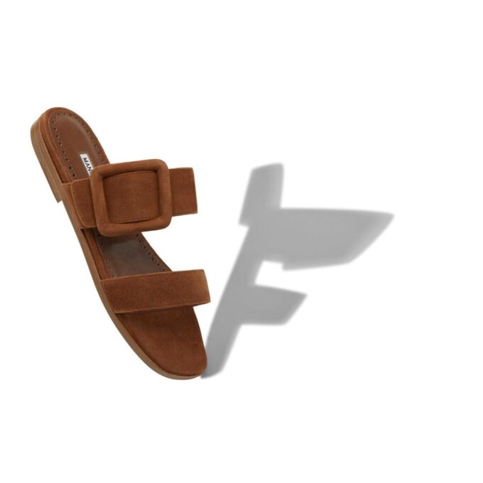 TITUBAFLAT Brown Suede Flat Sliders