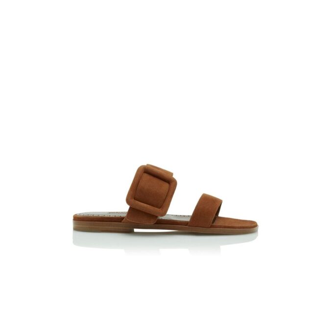 TITUBAFLAT Brown Suede Flat Sliders