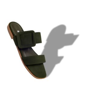 TITUBAFLAT Dark Green Suede Flat Sandals