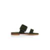 TITUBAFLAT Dark Green Suede Flat Sandals