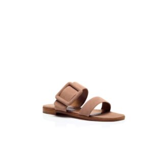 TITUBAFLAT Light Beige Suede Flat Sandals