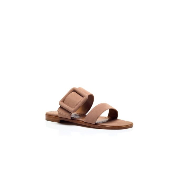 TITUBAFLAT Light Beige Suede Flat Sandals
