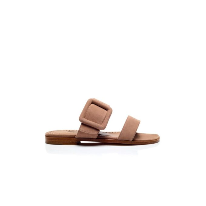 TITUBAFLAT Light Beige Suede Flat Sandals