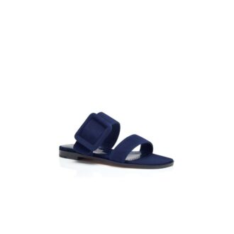TITUBAFLAT Navy Blue Suede Flat Sandals