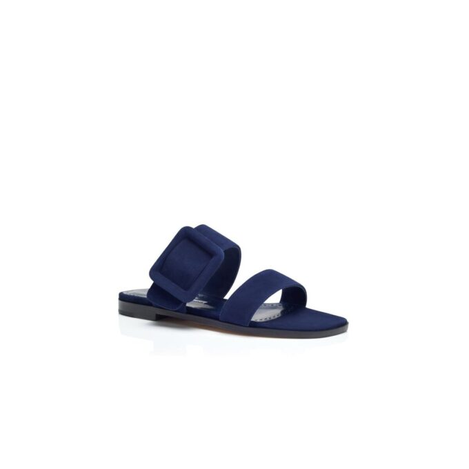 TITUBAFLAT Navy Blue Suede Flat Sandals