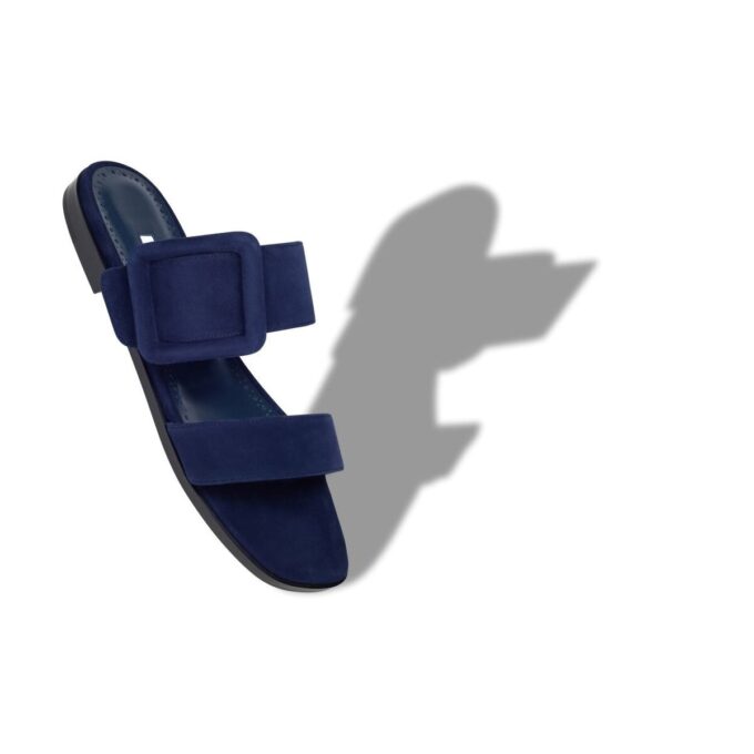 TITUBAFLAT Navy Blue Suede Flat Sandals