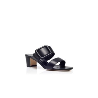 TITUBANEW Black Nappa Leather Open Toe Mules
