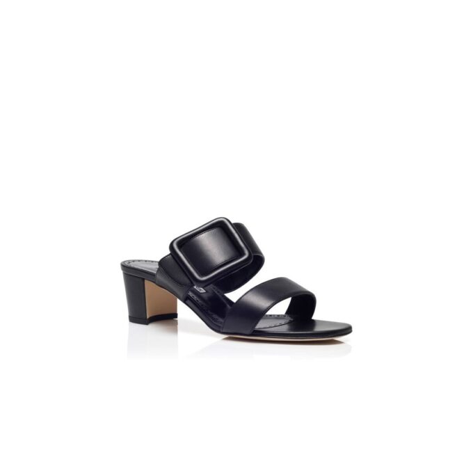 TITUBANEW Black Nappa Leather Open Toe Mules