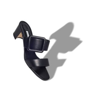 TITUBANEW Black Nappa Leather Open Toe Mules