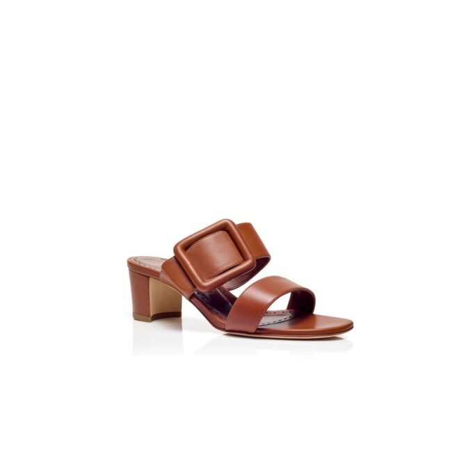 TITUBANEW Brown Nappa Leather Open Toe Mules