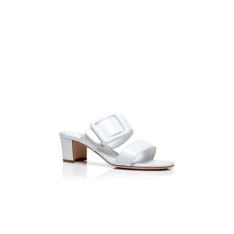 TITUBANEW White Nappa Leather Open Toe Mules