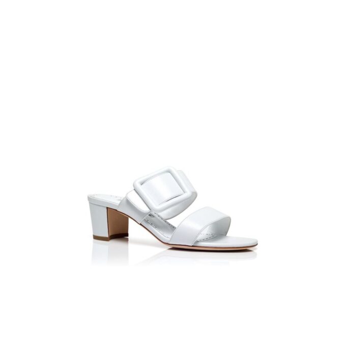 TITUBANEW White Nappa Leather Open Toe Mules