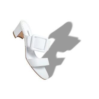 TITUBANEW White Nappa Leather Open Toe Mules