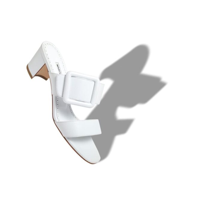 TITUBANEW White Nappa Leather Open Toe Mules