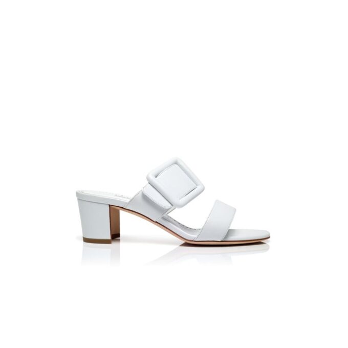 TITUBANEW White Nappa Leather Open Toe Mules